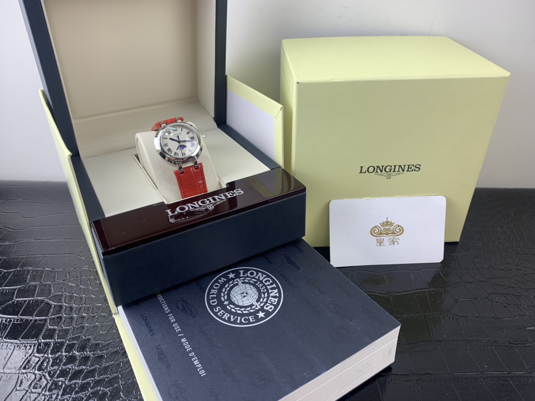 Longines 皇家 浪琴心月月相专门订做红色鳄鱼皮