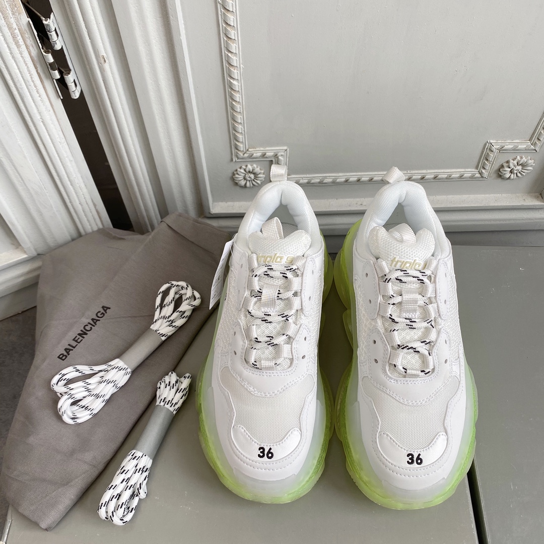 Blanco y amarillo BALENCIAGA · Balenciaga 20ss nuevos zapatos de papá con cristales y colchón de aire triples verdadero…