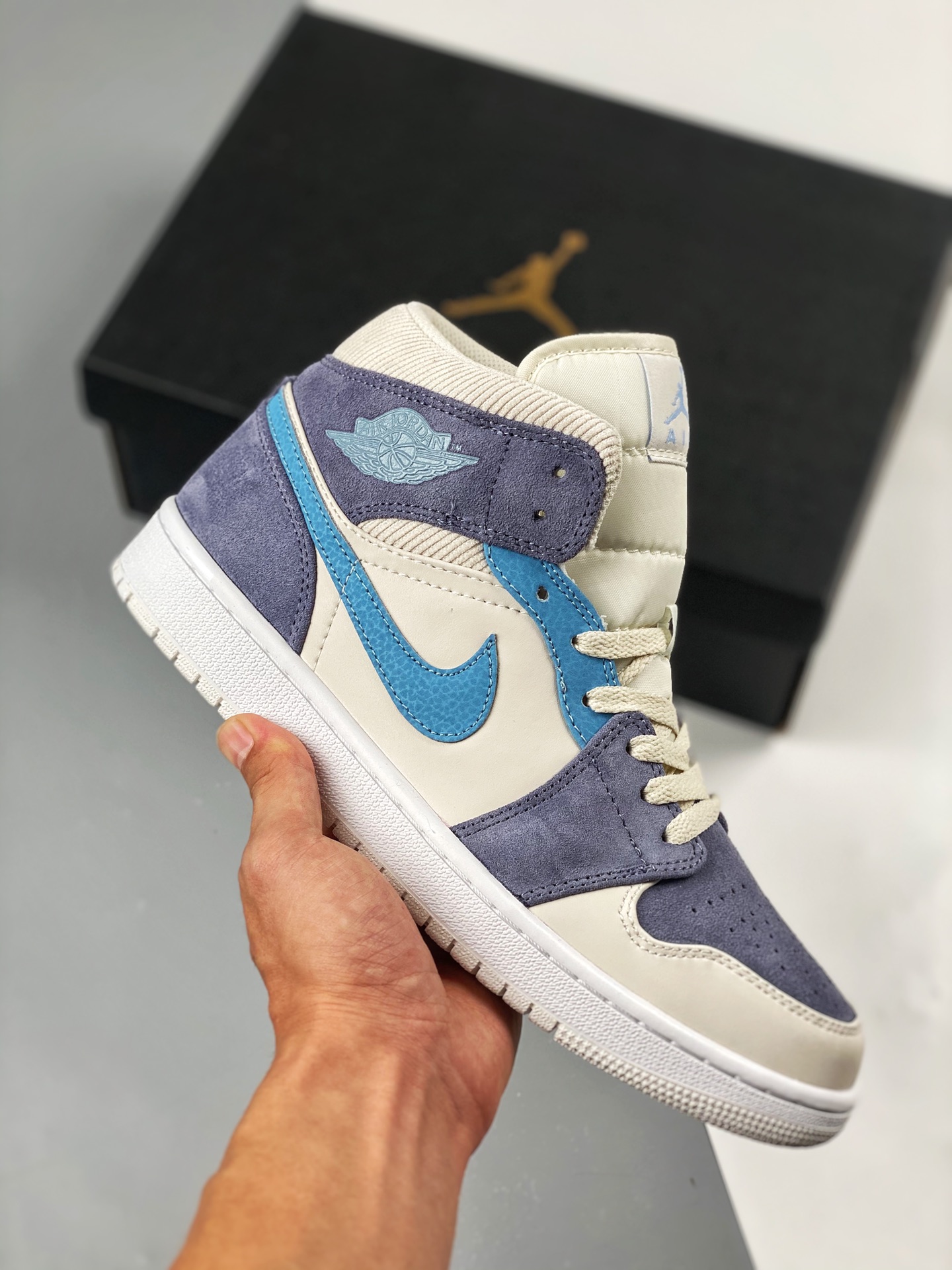 Soporte contra reembolso Air Jordan 1 Mid Taro púrpura gris Pedido de cliente de comercio exterior de Tmall, …