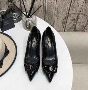Yves Saint Laurent Single Layer Shoes Cowhide Genuine Leather Patent Sheepskin Silk Cassandra