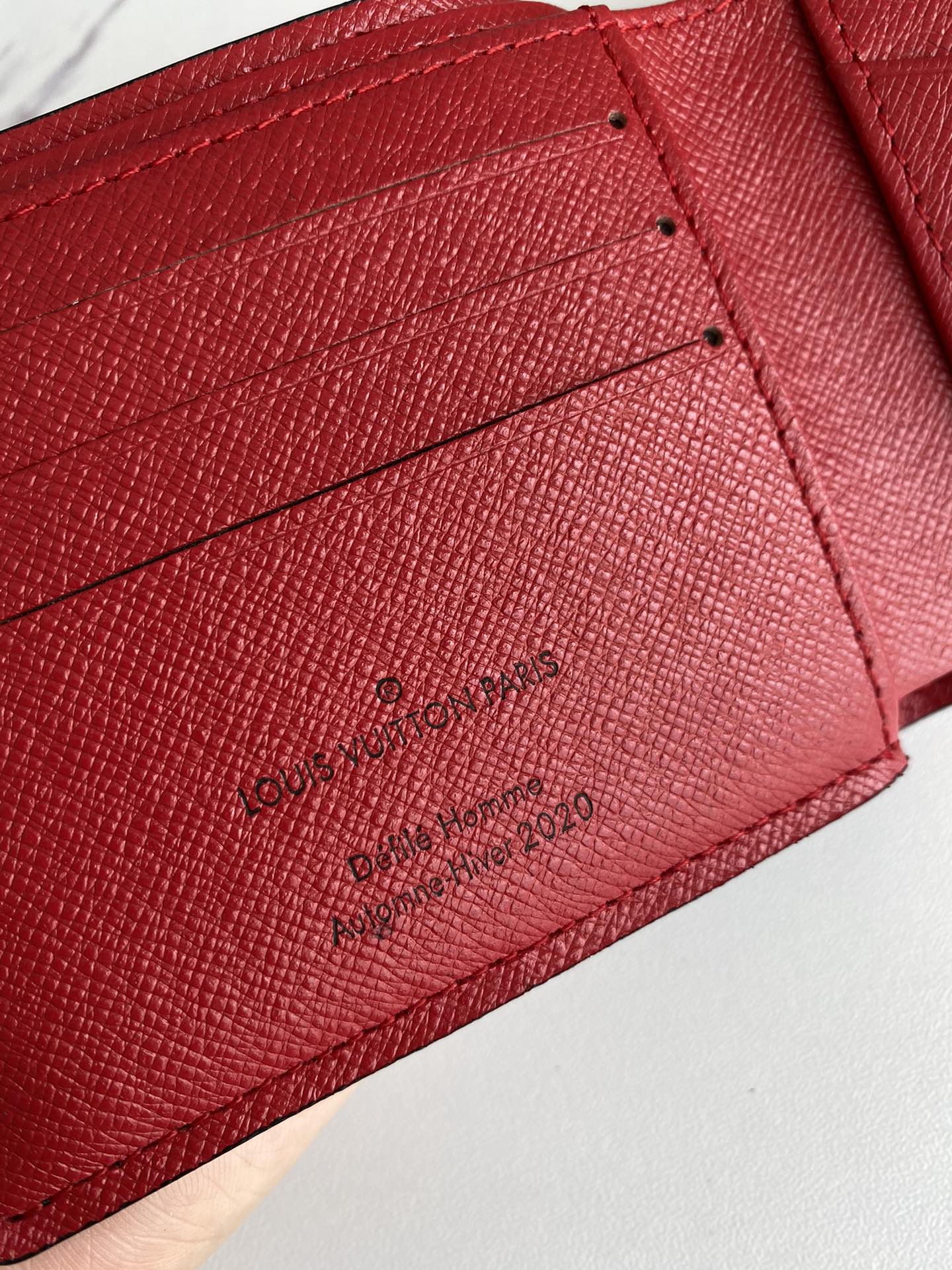 Interior of the leather wallet with card slots and bill compartment