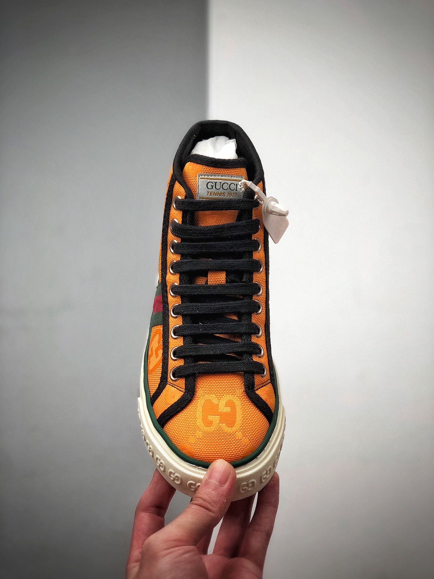 430 GUCCI古驰 Tennis 1977 Print Sneaker帆布印黑色古休闲运动高帮板鞋