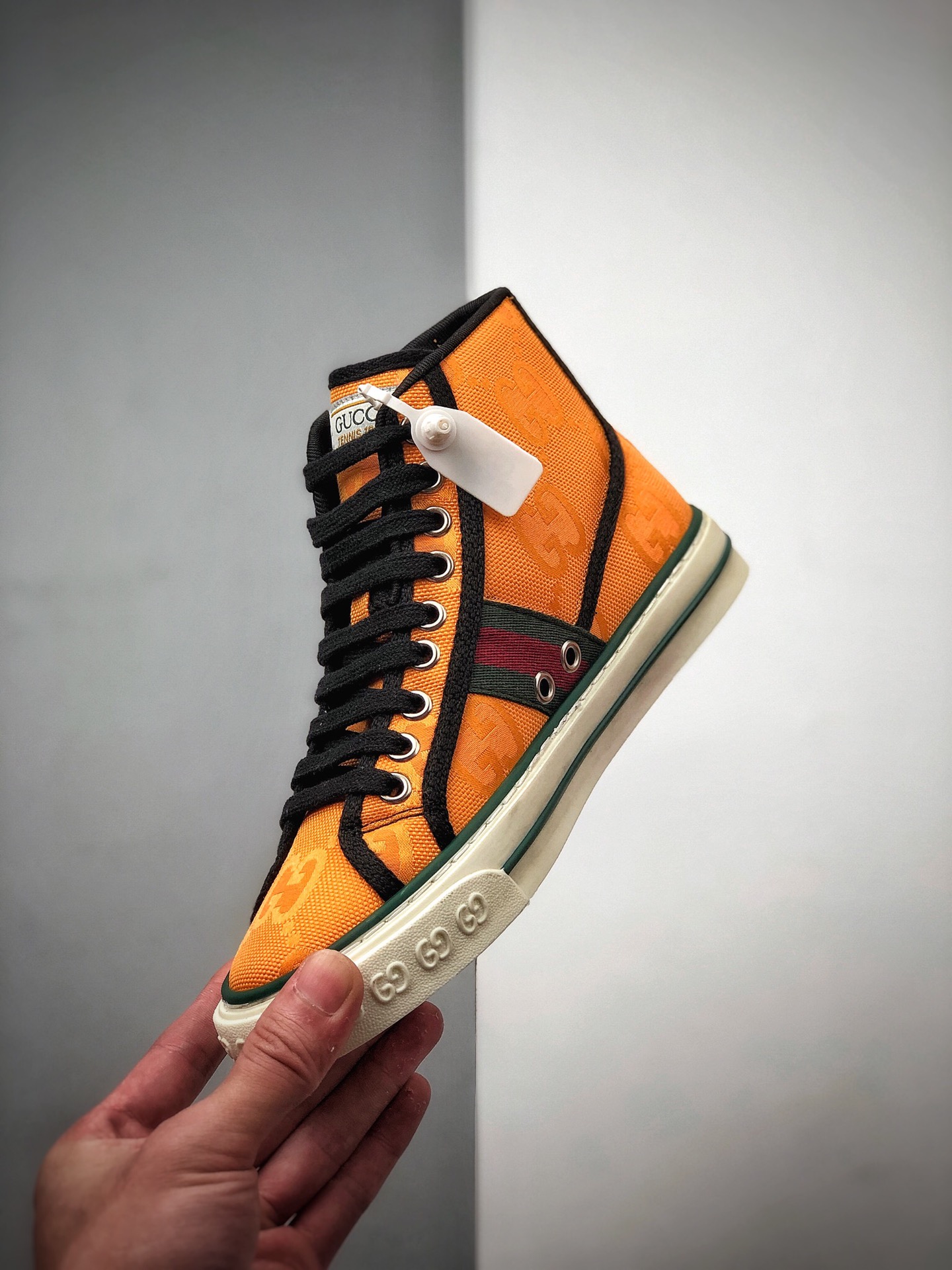 430 GUCCI古驰 Tennis 1977 Print Sneaker帆布印黑色古休闲运动高帮板鞋