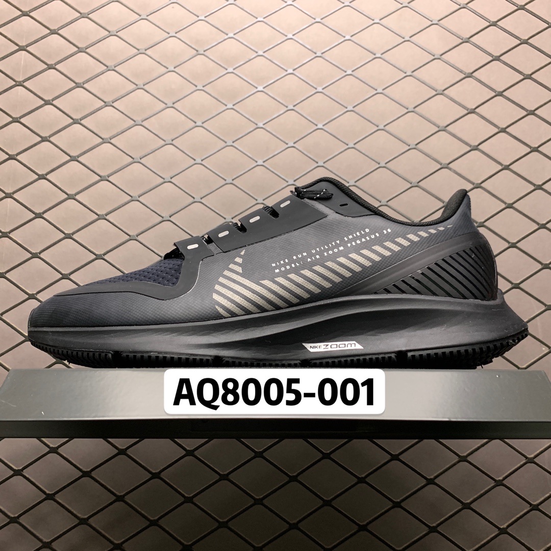 140  Nike Zoom Pegasus 36 Shield 超轻皮面拼接机能防水款 运动休闲跑步鞋 AQ8005-001