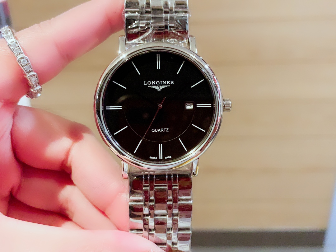 Longines 爱心原装进口石英机316L精钢表壳 矿物质超强玻璃镜面 进口真牛皮表带/精钢表带 女款直径30mm厚8m男款直径40厚底8mm