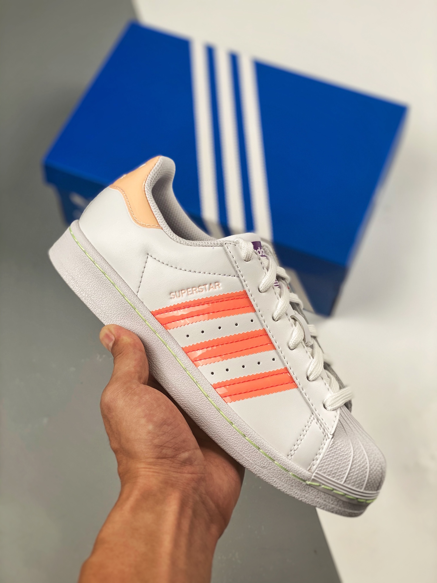 Admite pago contra reembolso AD Superstar rosa blanco púrpura zapatilla de concha deportiva clásica versátil nuevo colo…