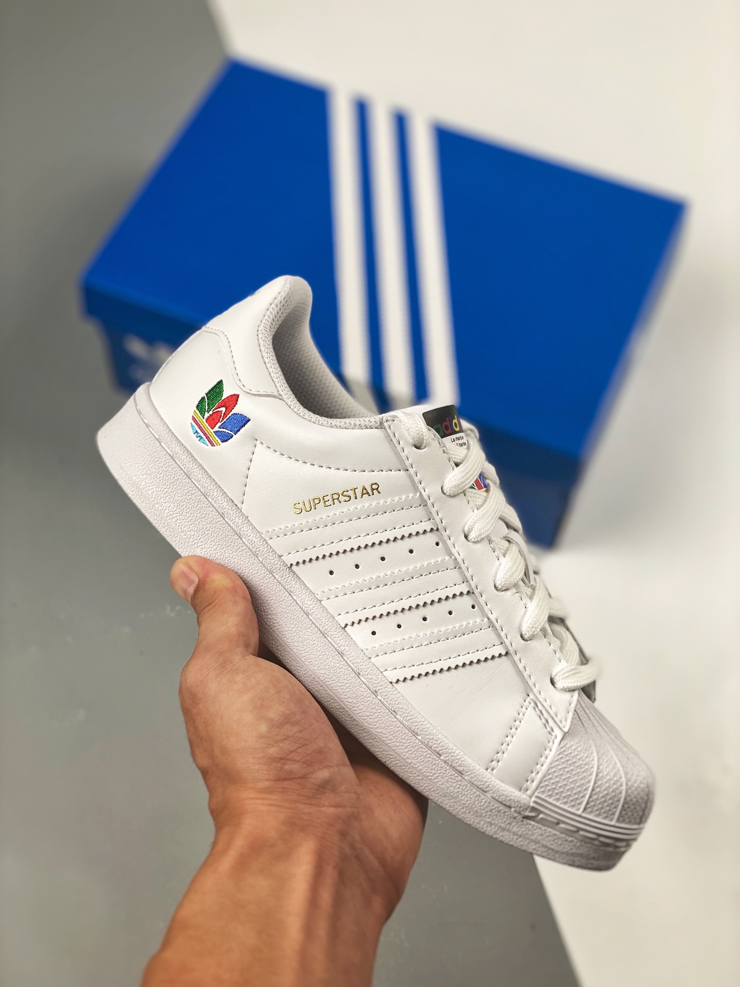 Admite pago contra reembolso AD Superstar etiqueta trasera con imagen fantasma zapatilla de concha deportiva clásica ve…
