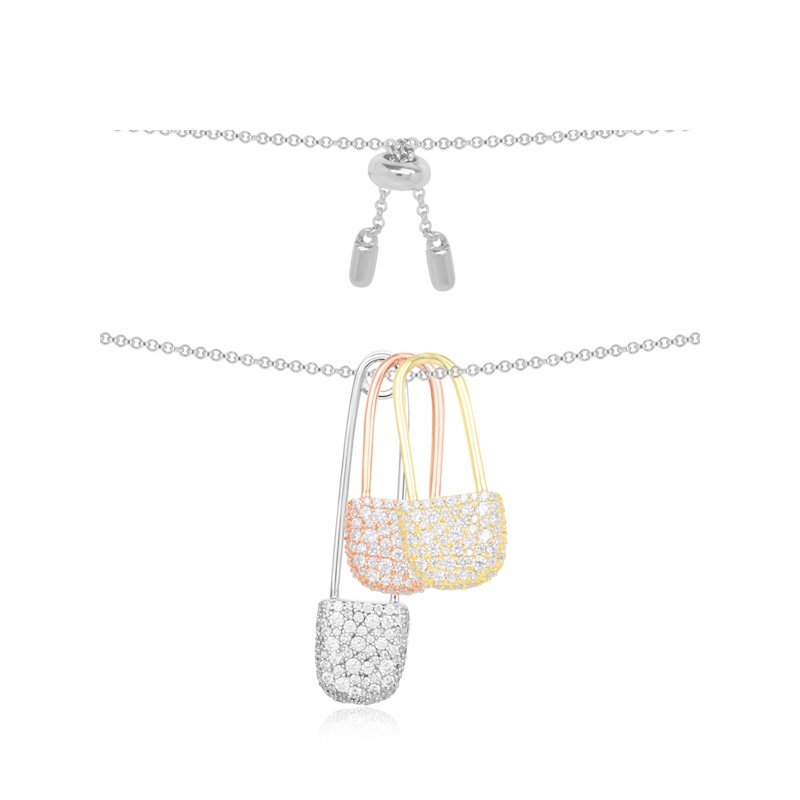 💰125  高品质❗Apm monaco三曲别针三色📎项链！真的好闪耀，好独特的设计，女生应该对blingbling的东西没有抵抗力的，而且自带叠搭效果，简直不要太好看～可调节长短