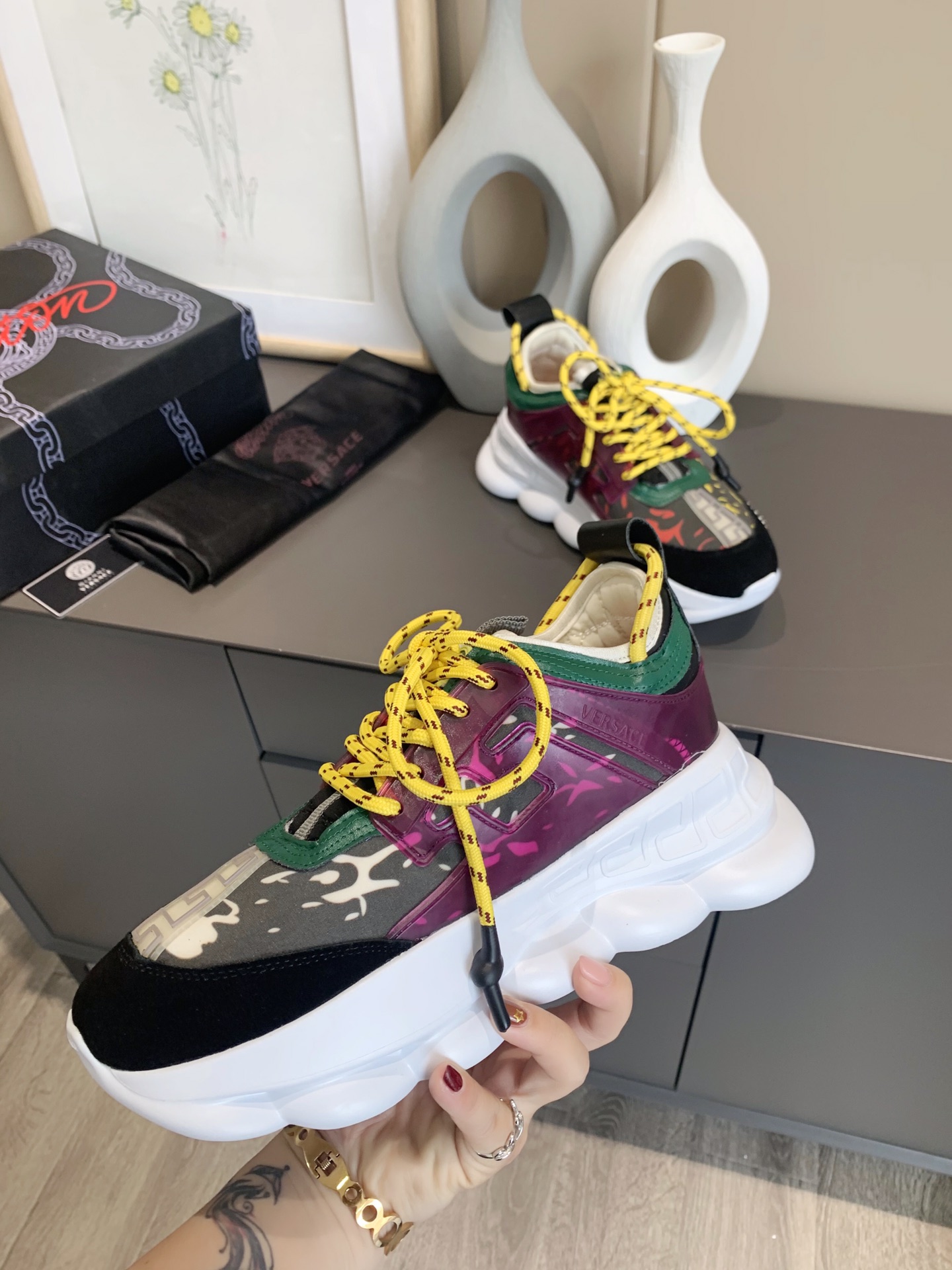 precio de fábrica... Generación 1 Versace VERSACE pareja zapatos extranjeros comprar versión de la p