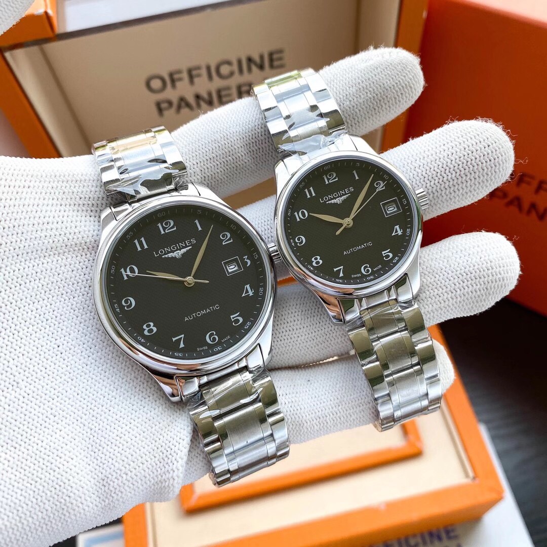 💰260。皮带品牌： 浪琴-LONGINES  名匠系列类型：情侣对表表壳：316精钢（做工优质）表带：进口小牛皮/316精钢（两种可选）机芯：高级定制全自动机芯（走时精准）玻璃：高级矿物质玻璃镜面（防划花）尺寸：男直径39mm，厚度11mm，女直径33mm，厚度11mm🔥顶级出品 精品不断🔥