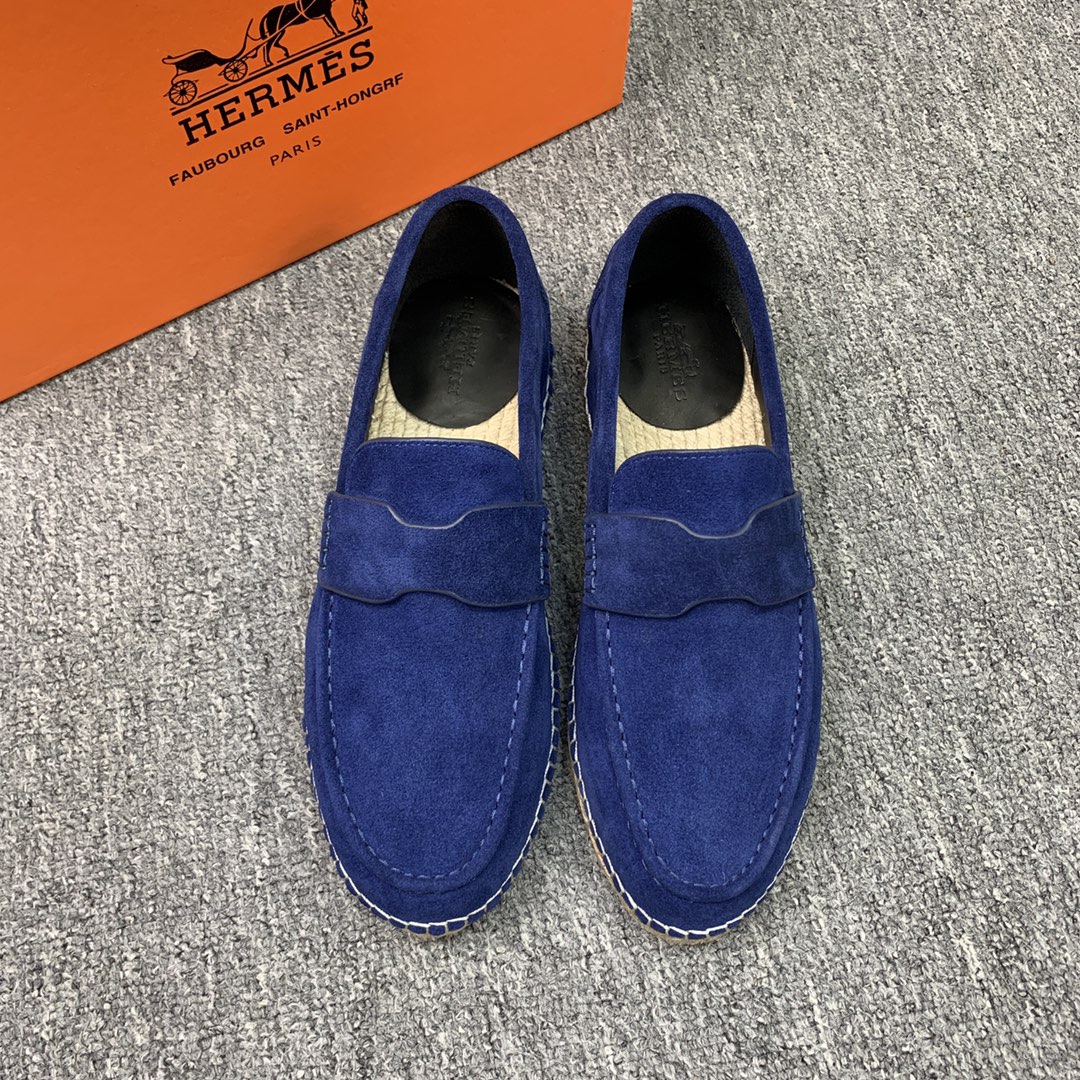 Hermes Casual Shoes Men Cowhide Hemp Rope Casual