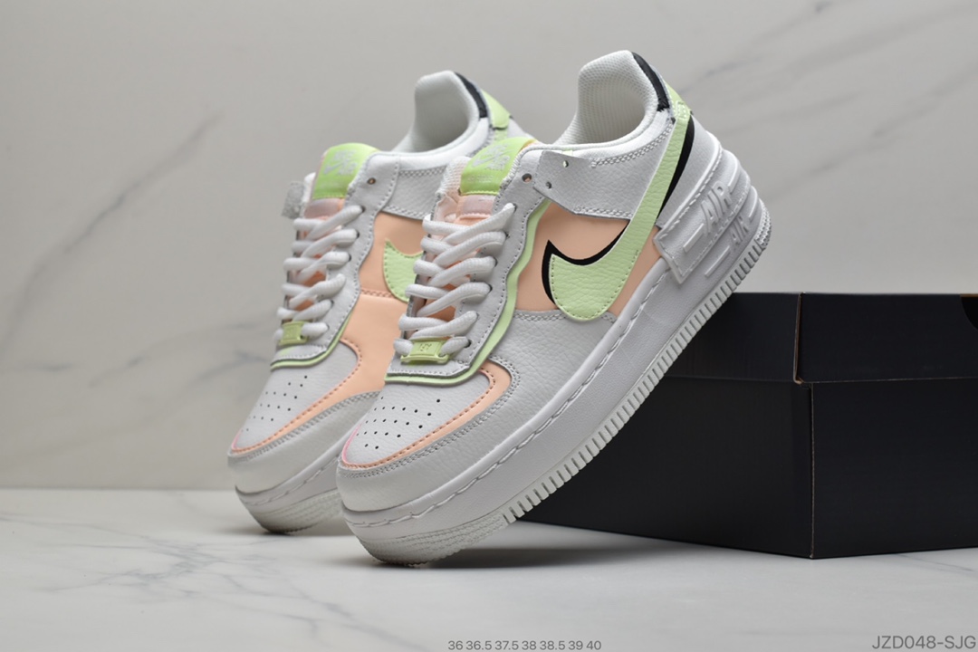 140 公司级耐克Air Force 1 Shadow 白橙黄轻量增高低帮百搭板鞋CI0919-107