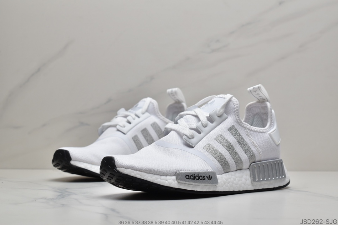 200 公司级阿迪达斯Adidas NMD R1 Boost V2 弹力针织面跑鞋  FY9668