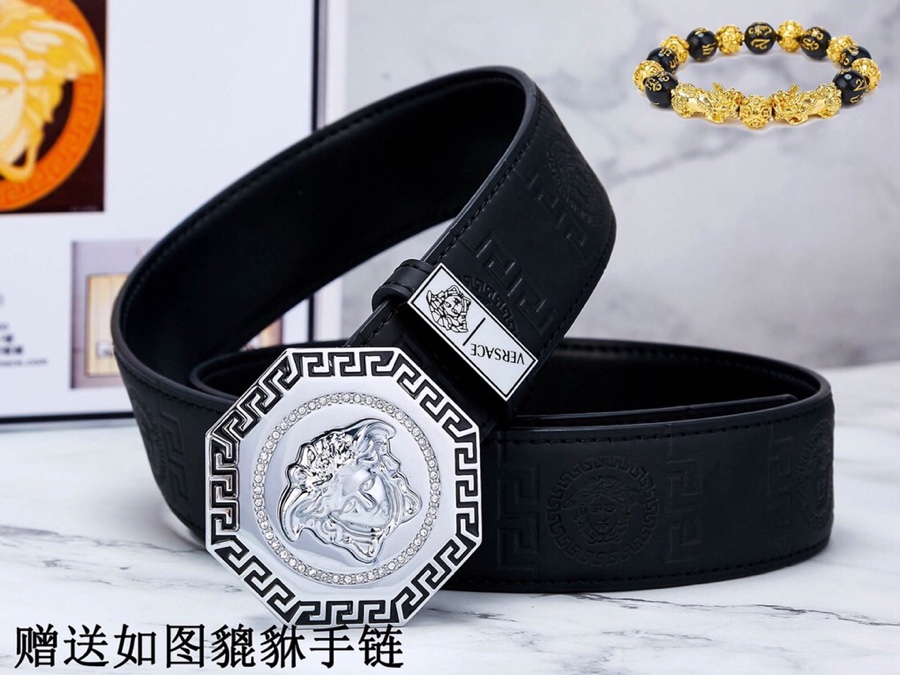 Versace Belts Shop Cheap High Quality 1:1 Replica
 Lychee Pattern Steel Buckle Cowhide Genuine Leather