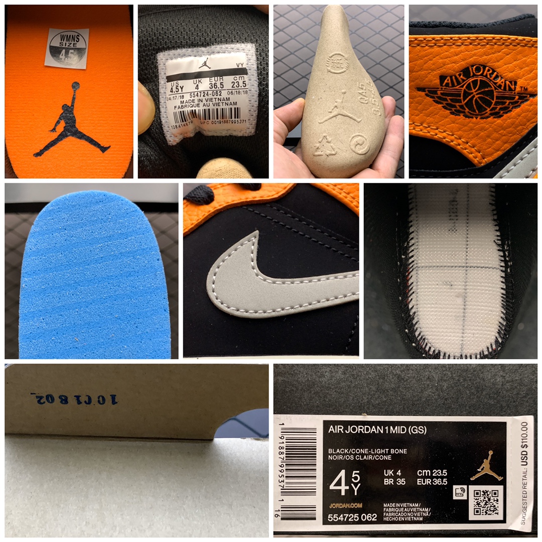 270 Air Jordan 1 MID GS AJ1乔1中帮文化篮球鞋 小扣碎 554724-062