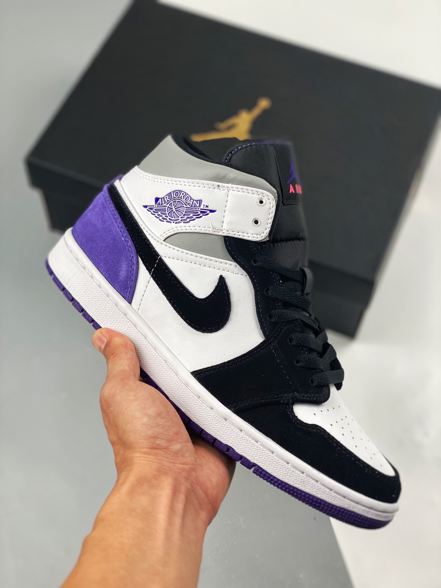 Soporte contra reembolso Air Jordan 1 Mid Negro Azul AJ1 Zapatillas casuales de caña media, color oficial sin…