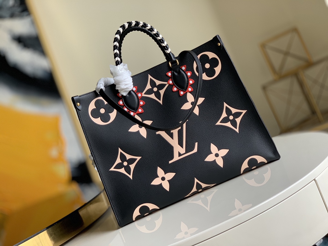 Louis Vuitton LV Onthego Bags Handbags Black Weave M45373