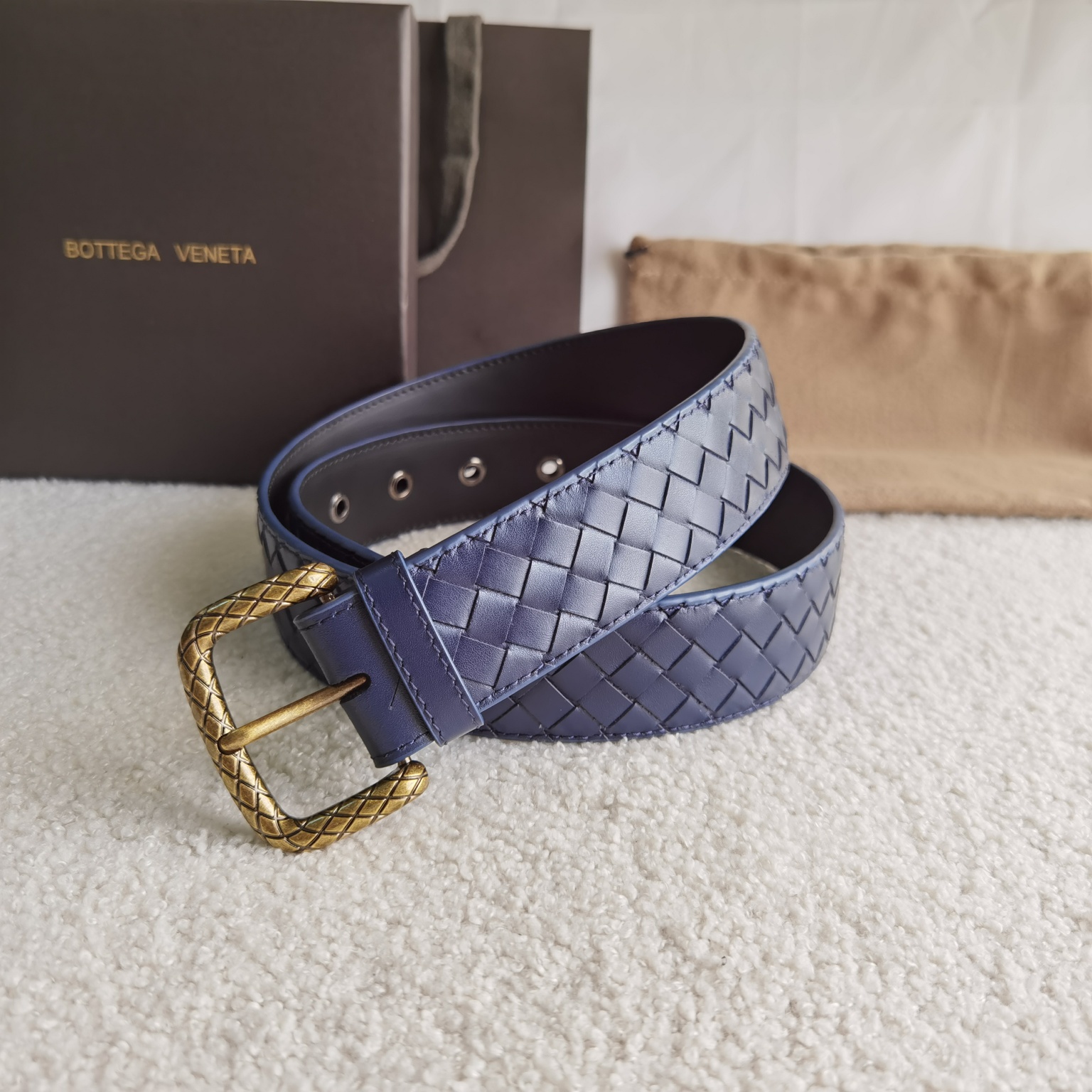 [Bottega Veneta Belts]Baodie home width:4.0CM color: blue Hand-knitted braid W
