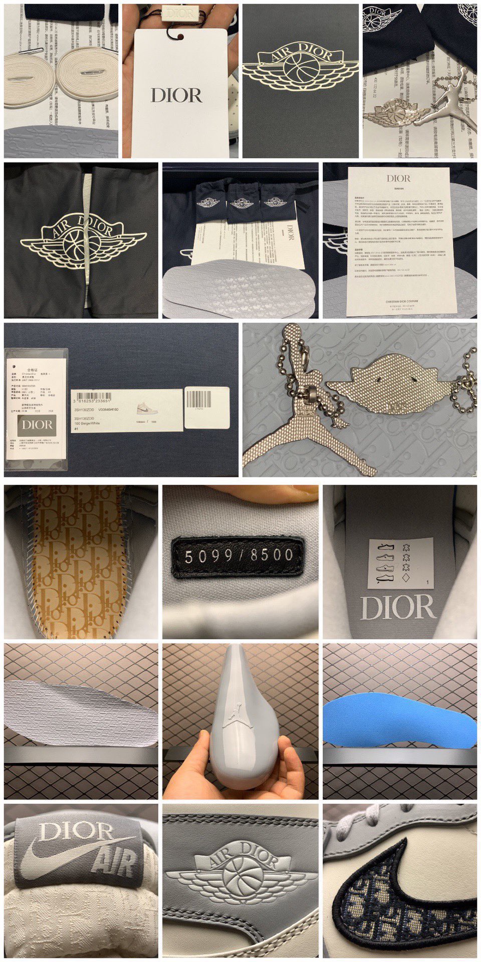 1000 纯原版本 Dior x Air Jordan 1 High OG AJ1乔1迪奥联名CN8607-002 限量文化篮球鞋