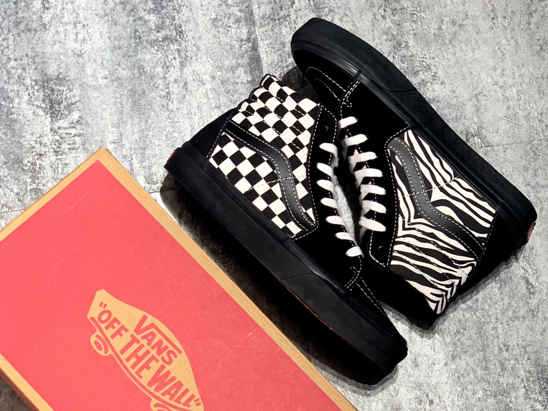 160 Vans SK8-Hi COMFYCUSH  棋盘格斑马纹鸳鸯拼接高帮 VN0A3WMB17Q