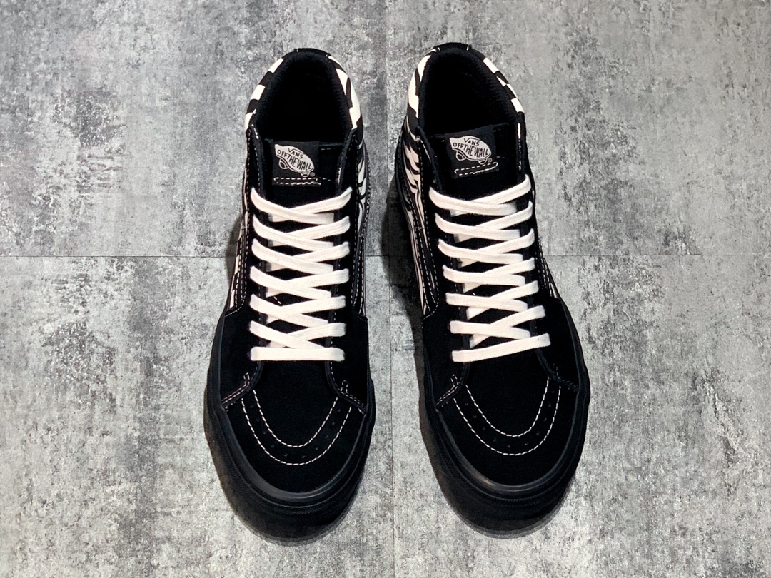 160 Vans SK8-Hi COMFYCUSH  棋盘格斑马纹鸳鸯拼接高帮 VN0A3WMB17Q