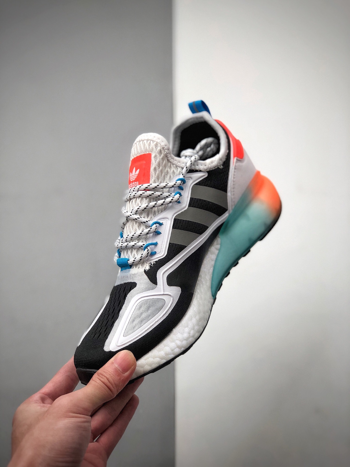 180  阿迪达斯 Adidas Originals ZX 2K Boost 易烊千玺同款 全新爆米花缓震休闲运动跑鞋FV7468