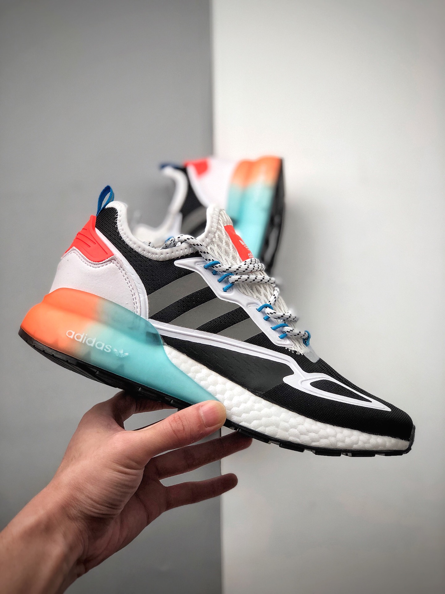 180  阿迪达斯 Adidas Originals ZX 2K Boost 易烊千玺同款 全新爆米花缓震休闲运动跑鞋FV7468