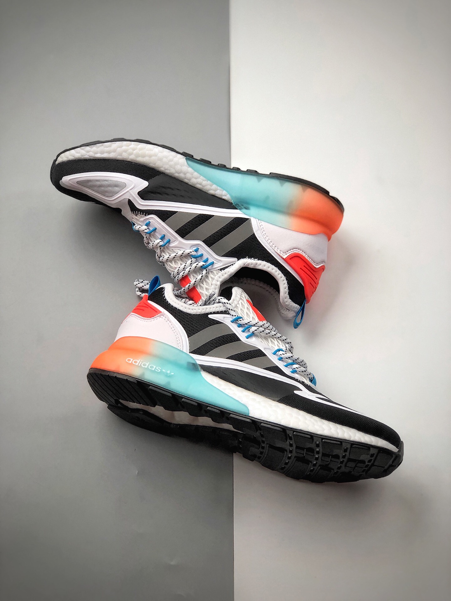 180  阿迪达斯 Adidas Originals ZX 2K Boost 易烊千玺同款 全新爆米花缓震休闲运动跑鞋FV7468