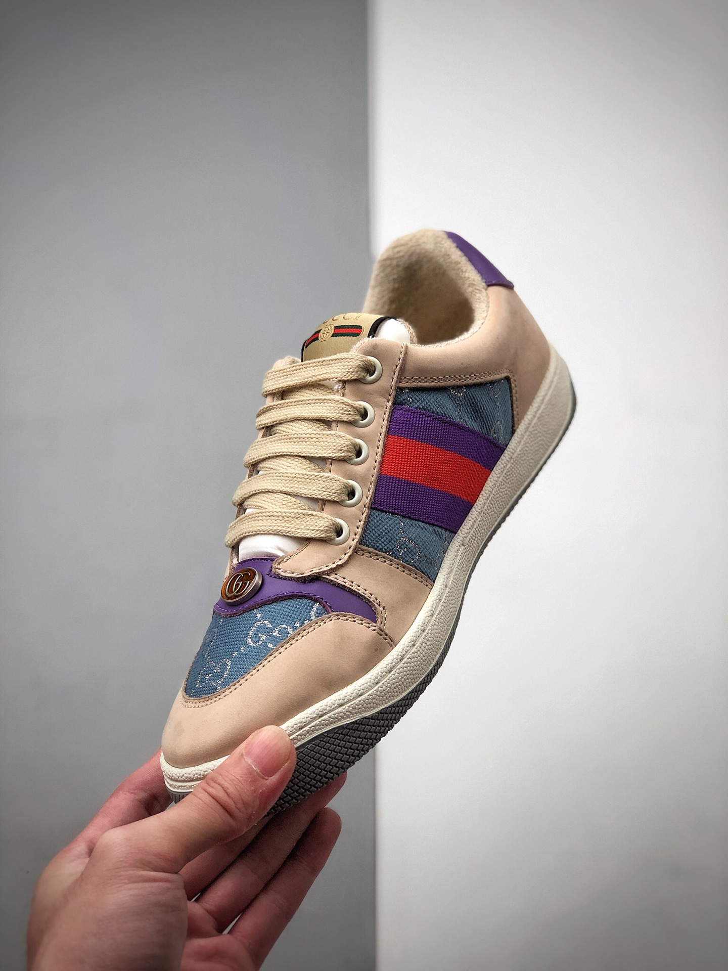 460 顶级独家代购版芯片可扫 Gucci Distressed Screener sneaker 经典型原复古百搭做旧老爹鞋