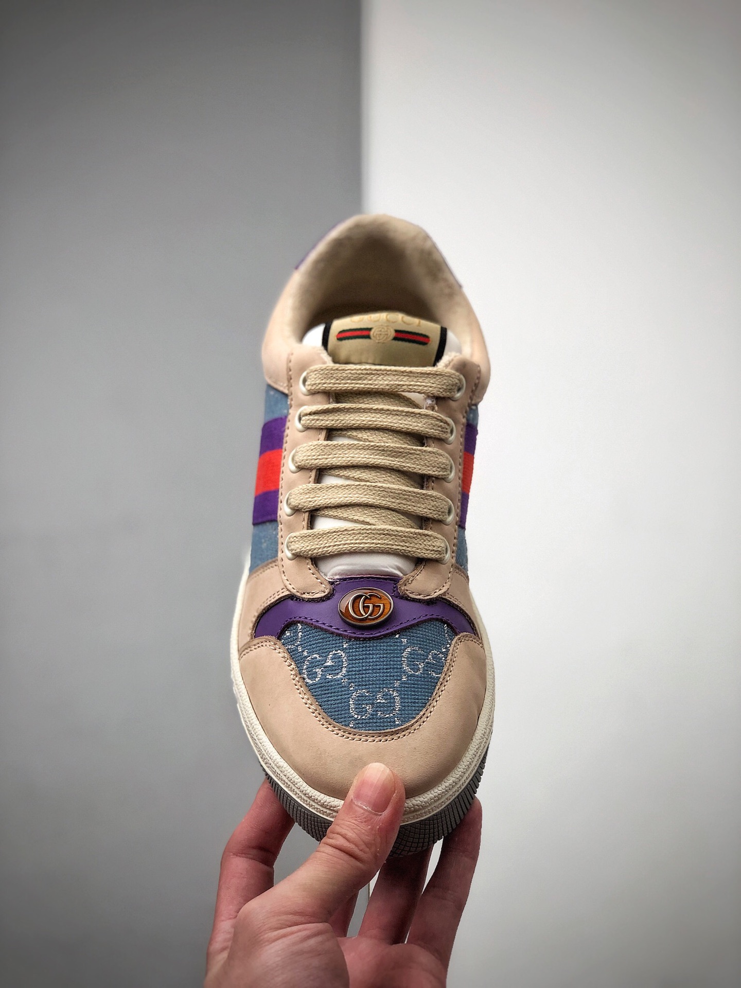 460 顶级独家代购版芯片可扫 Gucci Distressed Screener sneaker 经典型原复古百搭做旧老爹鞋