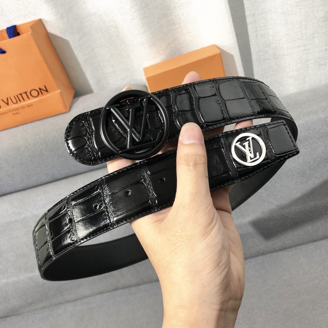 Louis Vuitton Belts Men Calfskin Cowhide