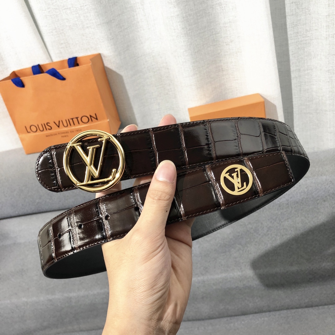 Louis Vuitton Belts Men Calfskin Cowhide