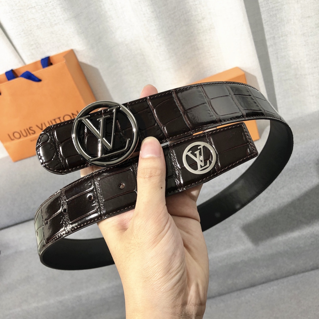 Louis Vuitton Belts Men Calfskin Cowhide