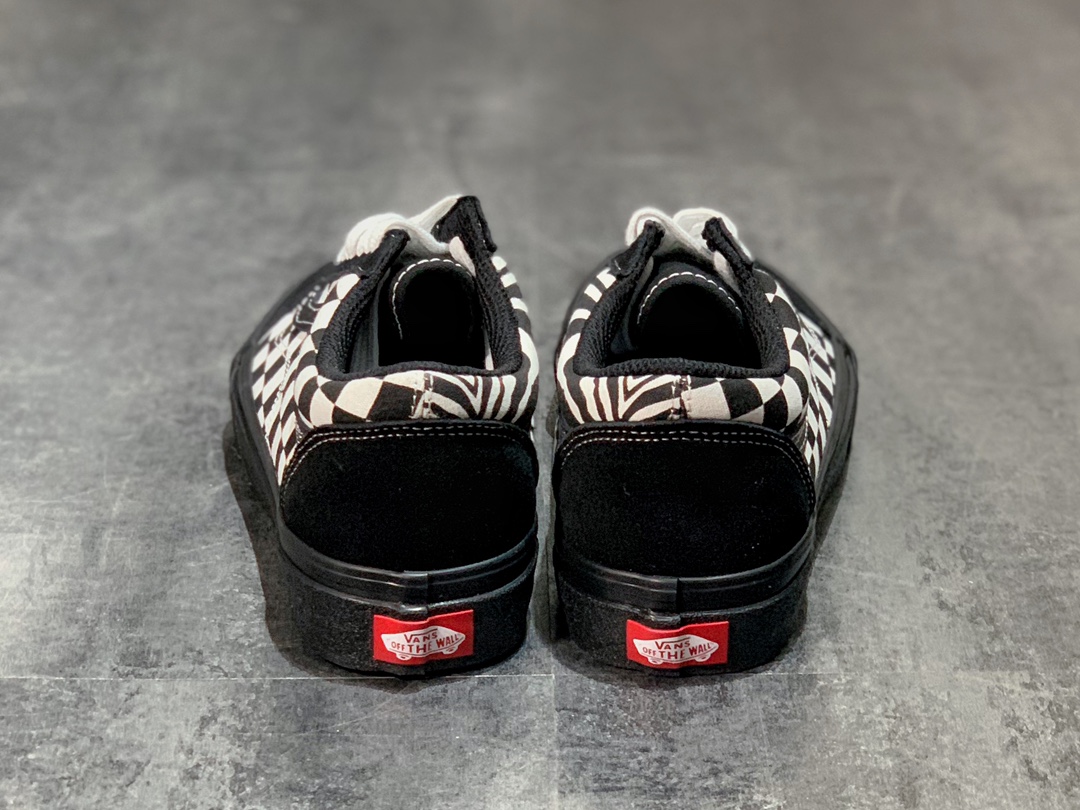 150 Vans Old Skool COMFYCUSH 棋盘格虎纹鸳鸯拼接全黑帆布鞋