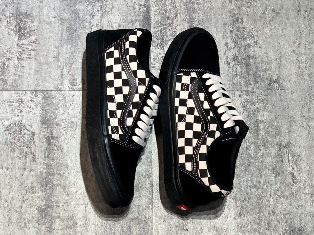 150 Vans Old Skool COMFYCUSH 棋盘格虎纹鸳鸯拼接全黑帆布鞋