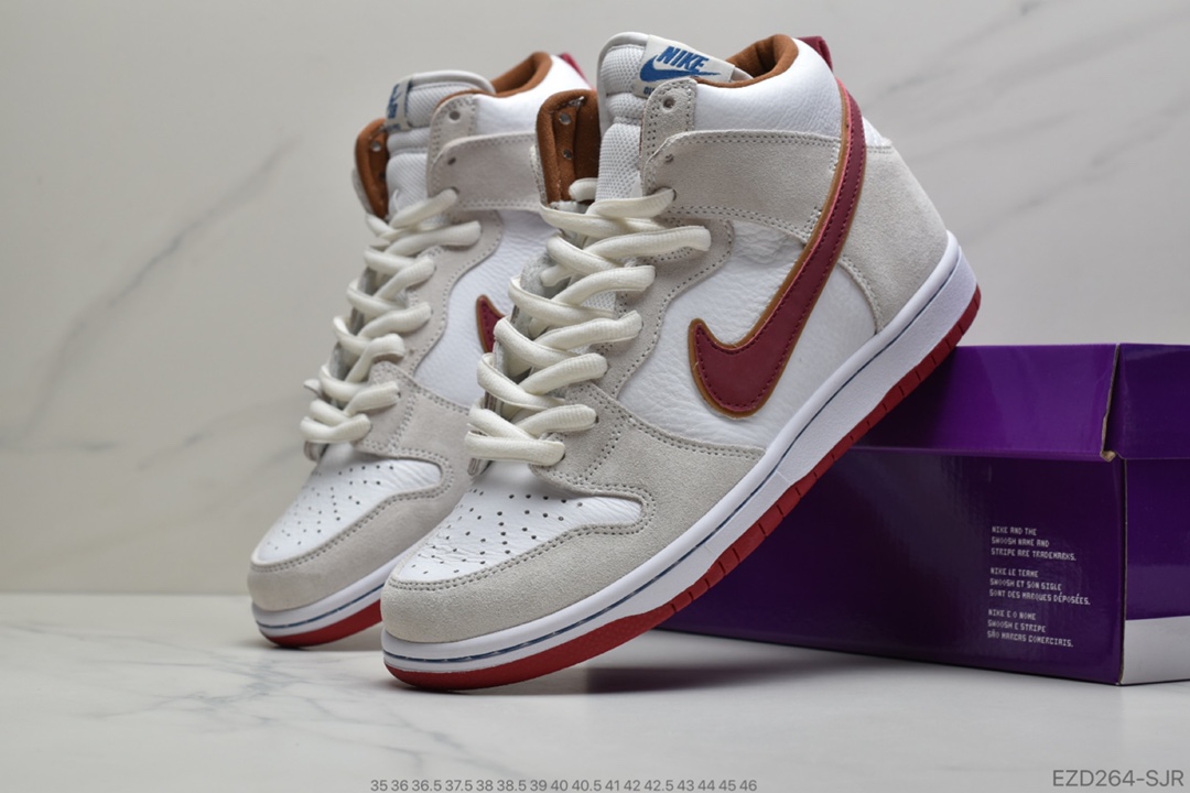 350 公司级SB板鞋 高帮骑士队白棕色 Nike SB Dunk High “Team Crimson”  骑士队CV9499-100