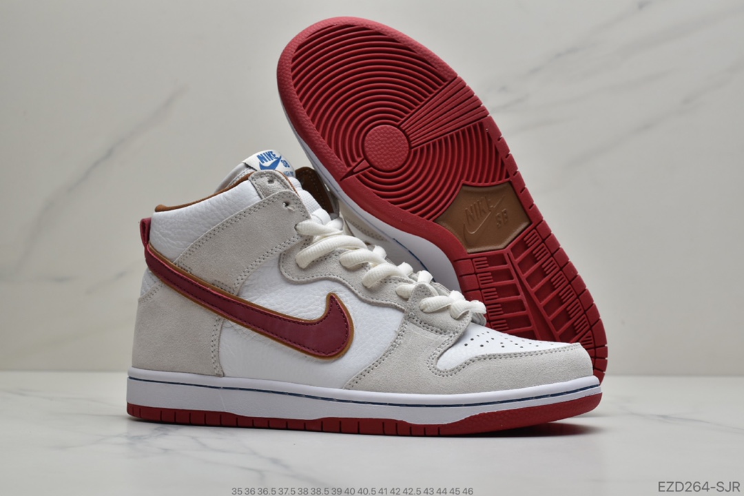 350 公司级SB板鞋 高帮骑士队白棕色 Nike SB Dunk High “Team Crimson”  骑士队CV9499-100