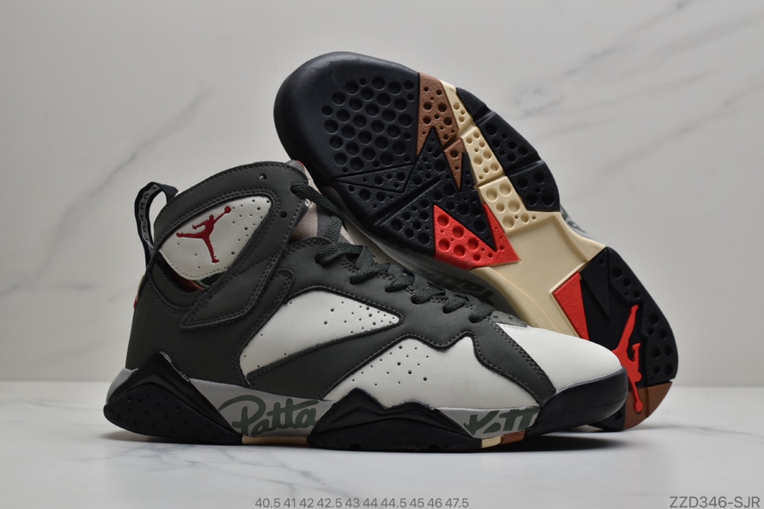250 公司级Air Jordan 7 Patta AJ7 乔7灰绿涂鸦联名 AT3375-100