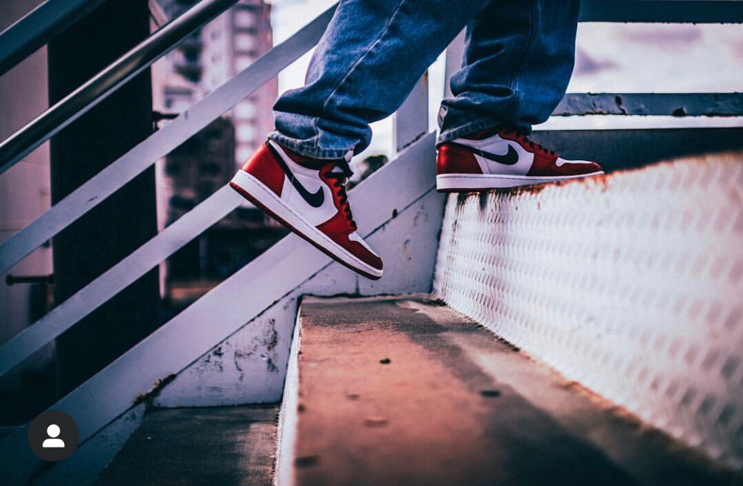 Air Jordan 1 Retro "Chicago" blanco/rojo Chicago, selección de material para fotos de uso