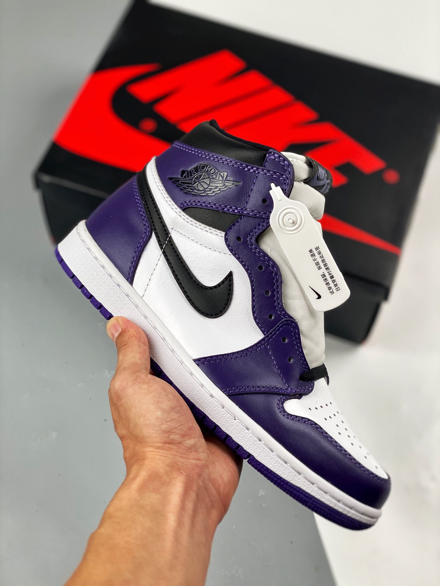 Soporte contra reembolso AirJordan 1 "Court Purple" Blanco Púrpura, número de producto: 555088 500, nuevo desarrollo, c…
