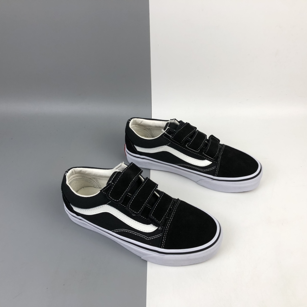 150 Vans Old Skool V 万斯魔术贴系列经典黑低帮板鞋 VN0A3D29OIU