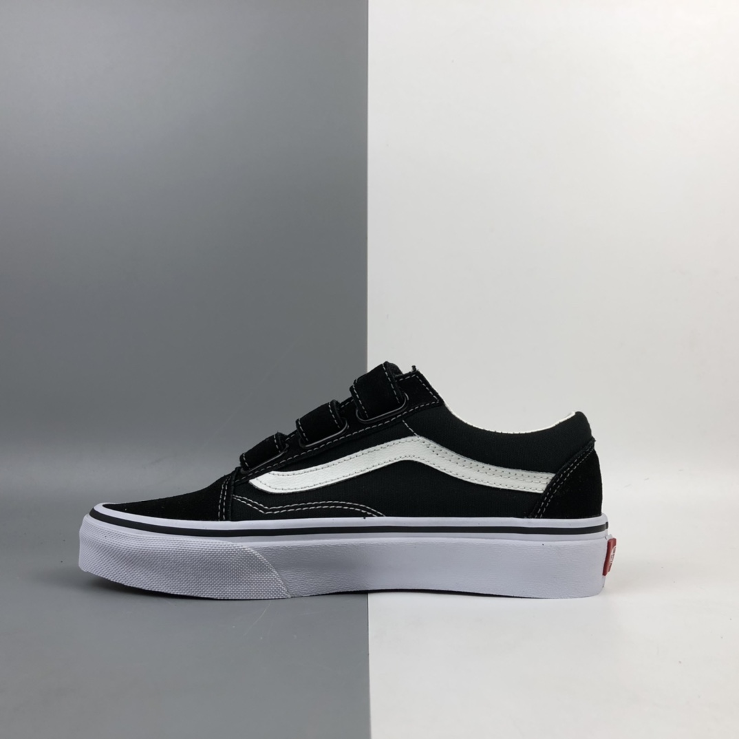 150 Vans Old Skool V 万斯魔术贴系列经典黑低帮板鞋 VN0A3D29OIU