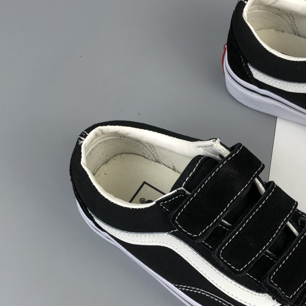 150 Vans Old Skool V 万斯魔术贴系列经典黑低帮板鞋 VN0A3D29OIU