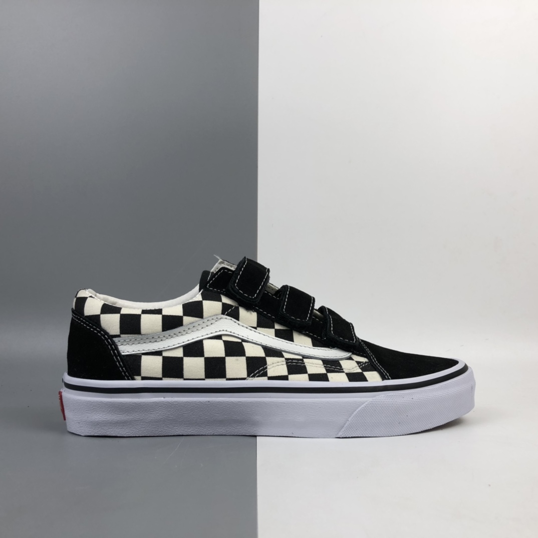150 Vans Old Skool V 万斯魔术贴系列棋盘格低帮板鞋 VN0A3D29EO1