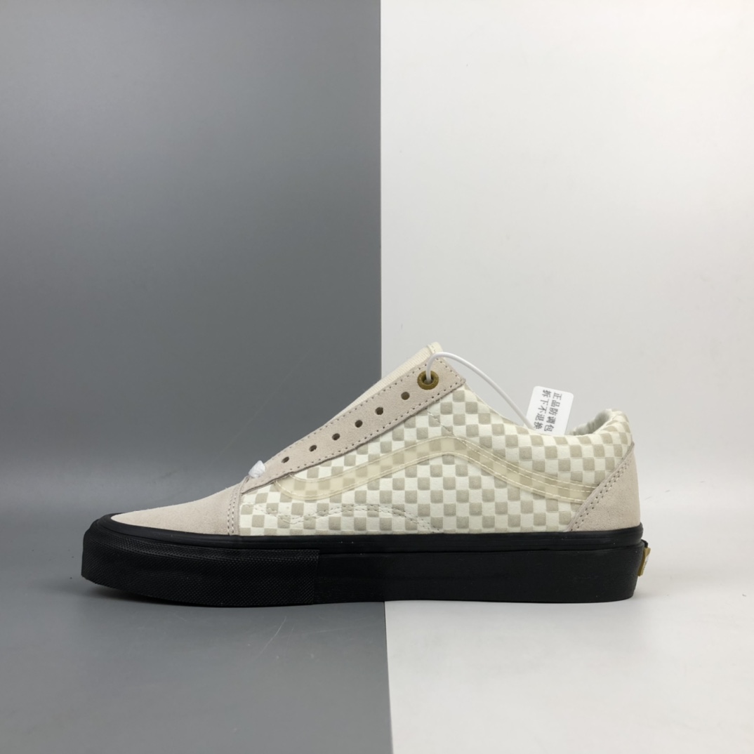 150 Vans Old Skool Pro Lizzie Armanto 签名款 米白棋盘格情侣鞋 VN0A45JC0ZY