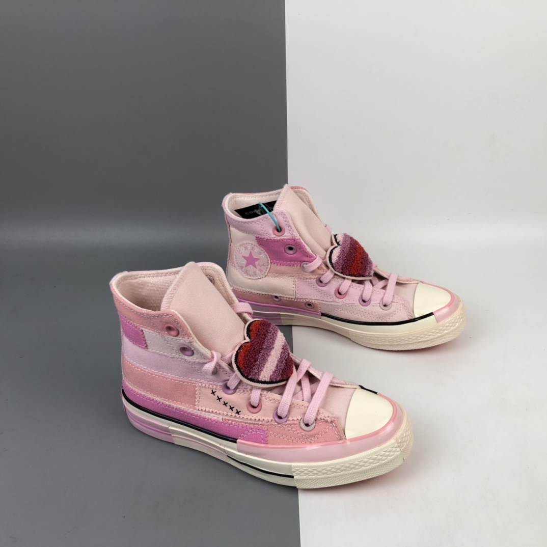 160 Mille Bobby Brown x Converse 少女粉系米粒粉高帮休闲板鞋 167298C