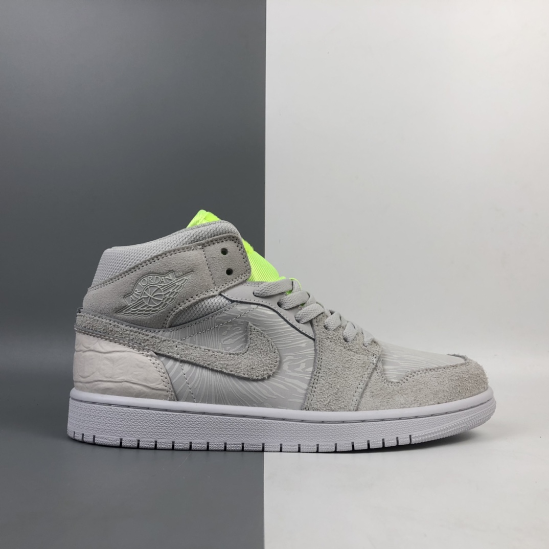 250  Nike Air Jordan 1 Mid ”Vast Grey Ghost Green”海盐荧光绿”篮球鞋 CV3018-001
