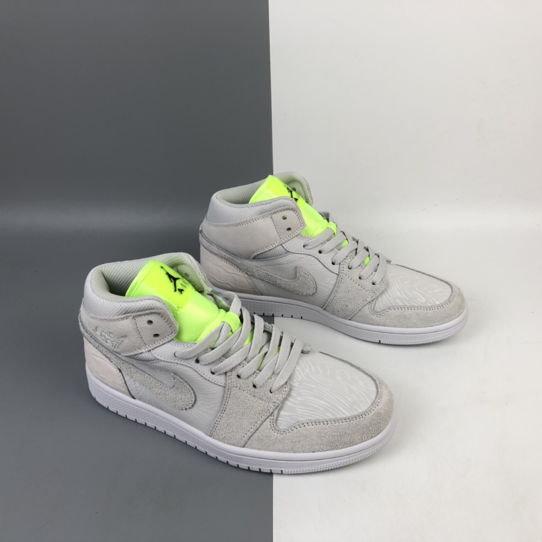 250  Nike Air Jordan 1 Mid ”Vast Grey Ghost Green”海盐荧光绿”篮球鞋 CV3018-001