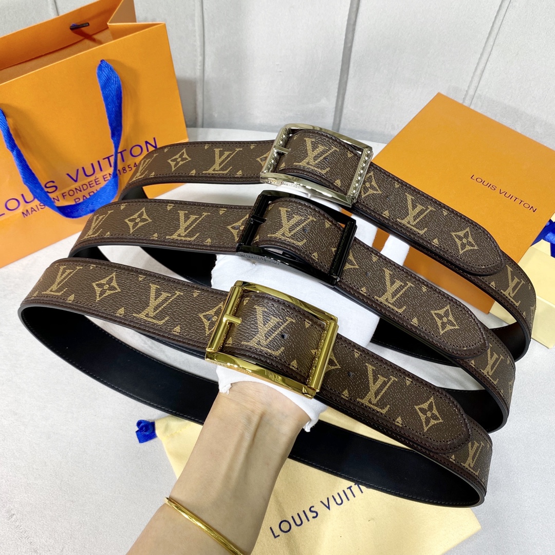 Louis Vuitton Belts Men Calfskin Canvas Cowhide