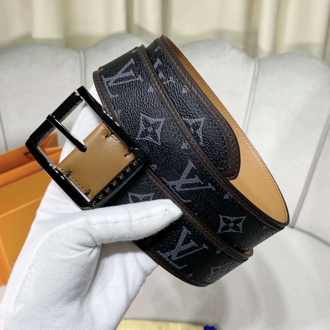 寬40mm男士最新頂級原單腰帶寬度40毫米经典针扣式设计双面可用皮帶一面為訂製帆布面料搭配撞色效果另一面